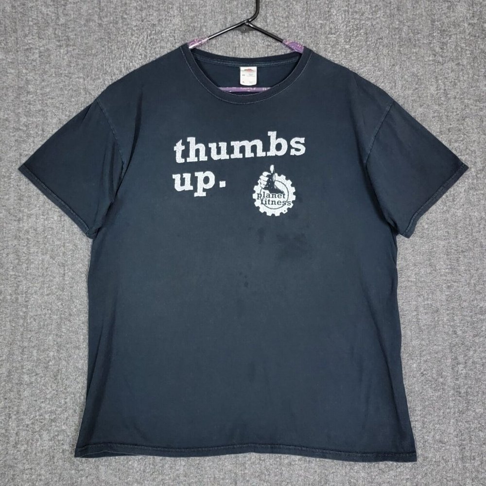 Planet Fitness T-Shirt Mens XL Black Short Sleeve Thumbs Up